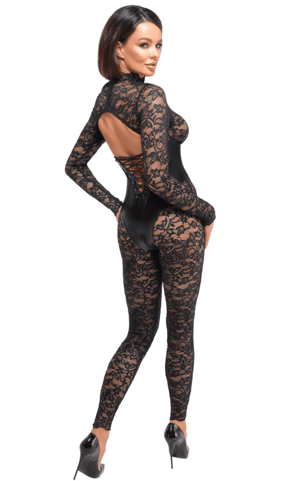 Enigma Lace Catsuit with Underbust Bodice – Seductive Lace & Wetlook Fusion - Image 2
